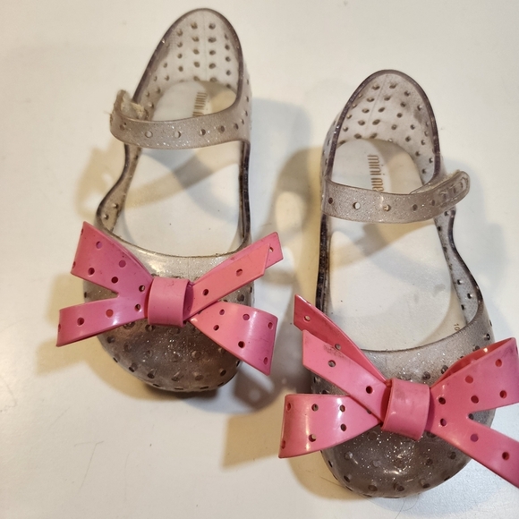 Mini Melissa Girls Pink and Clear Rubber Casual Shoes with Mary Jane Strap 9 - Picture 6 of 13